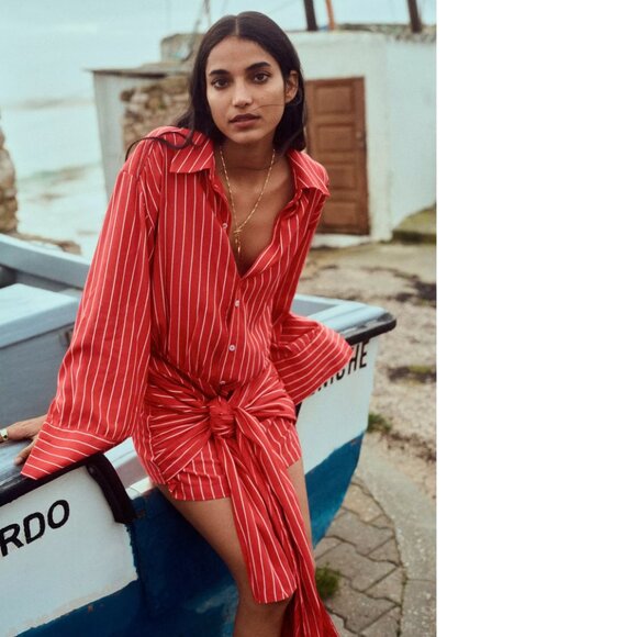 Anthropologie Red Striped Mini Dress - Picture 2 of 5